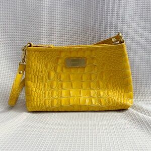 Brahmin NWOT Yellow Crocodile Embossed Wristlet